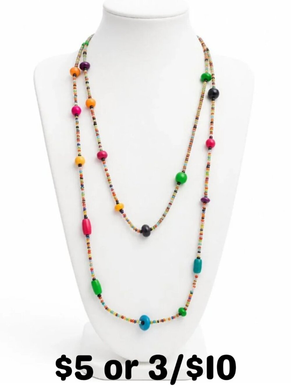 Super Long Colorful Beaded Necklace 60"